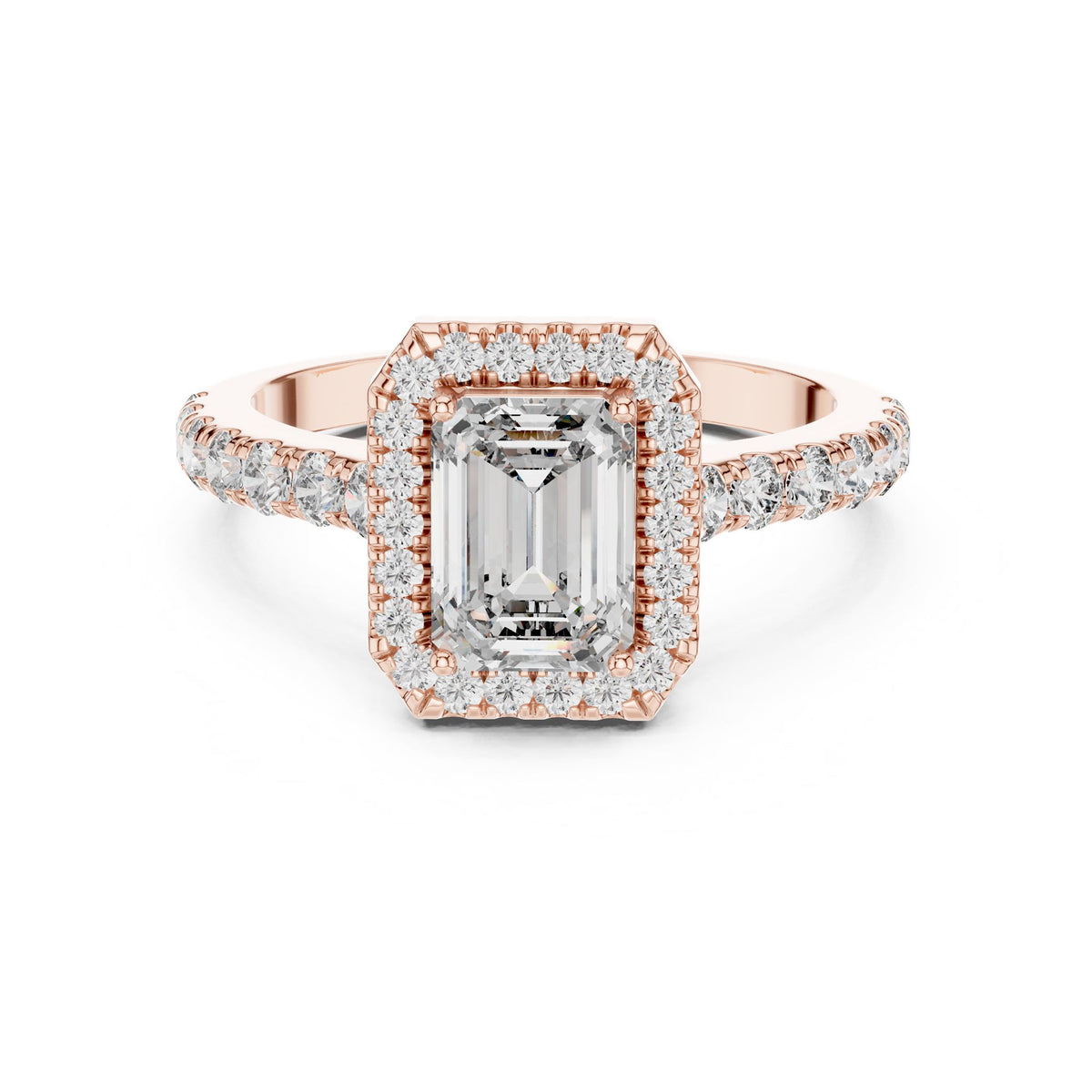 Emerald Halo Lab Grown Diamond Engagement Ring