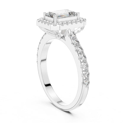 Emerald Halo Lab Grown Diamond Engagement Ring