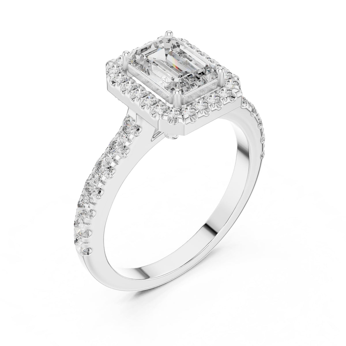 Emerald Halo Lab Grown Diamond Engagement Ring