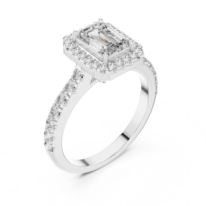Emerald Halo Lab Grown Diamond Engagement Ring