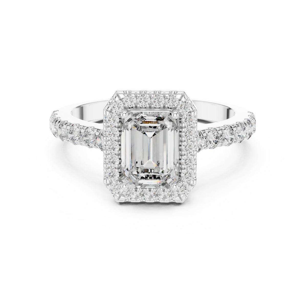 Emerald Halo Lab Grown Diamond Engagement Ring