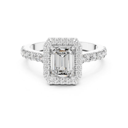 Emerald Halo Lab Grown Diamond Engagement Ring