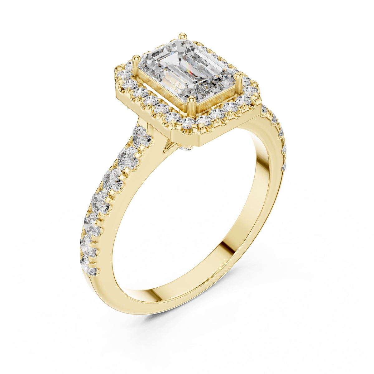 Emerald Halo Lab Grown Diamond Engagement Ring