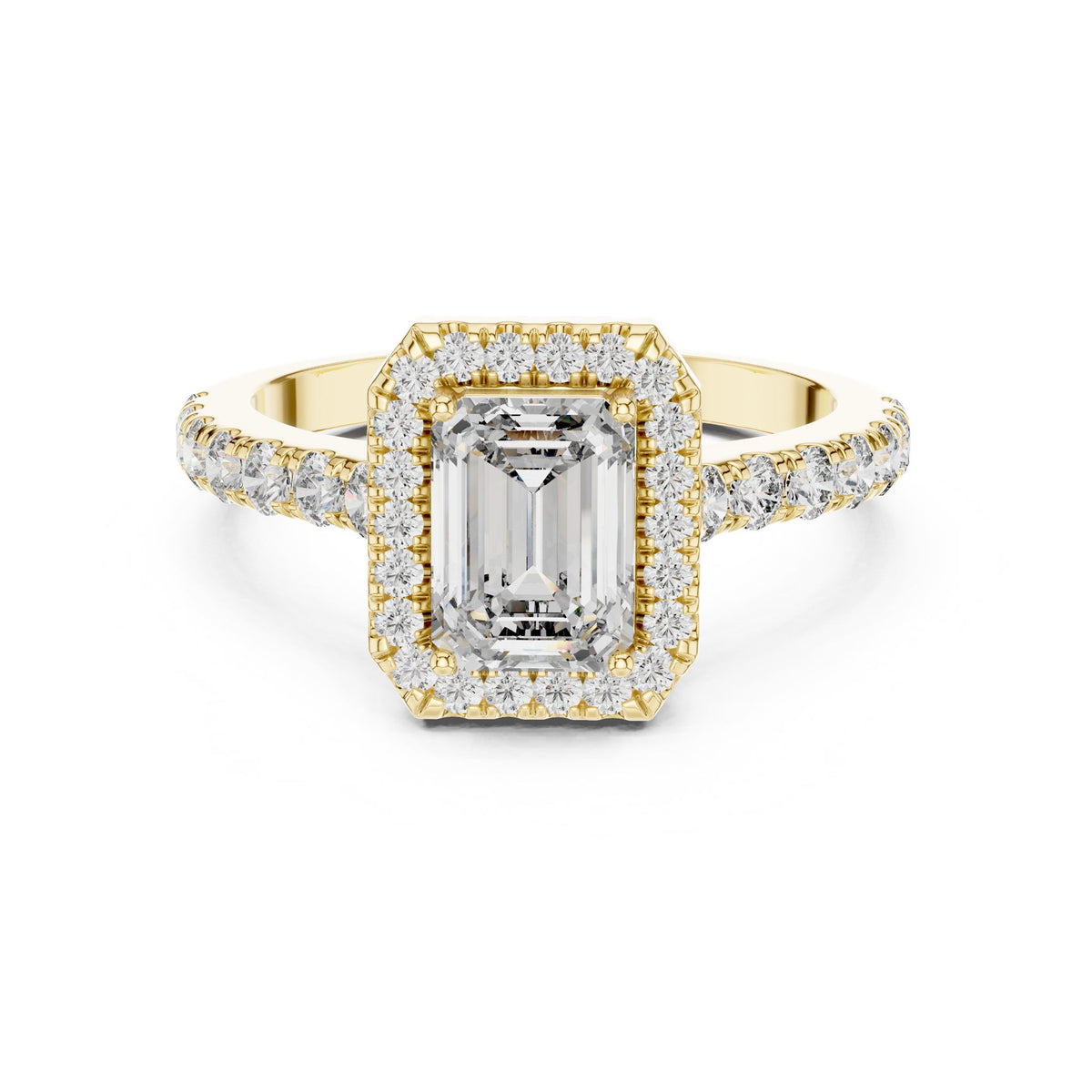 Emerald Halo Lab Grown Diamond Engagement Ring
