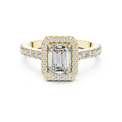 Emerald Halo Lab Grown Diamond Engagement Ring