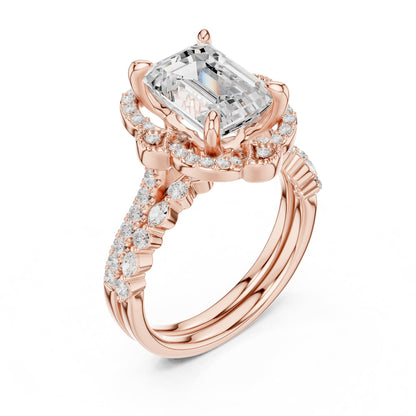 Emerald Halo Lab Grown Diamond Engagement Ring