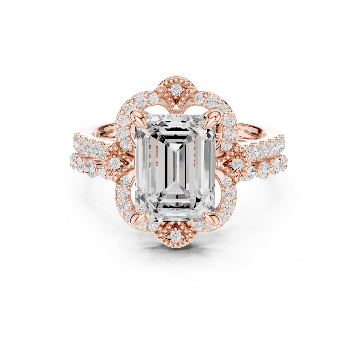 Emerald Halo Lab Grown Diamond Engagement Ring