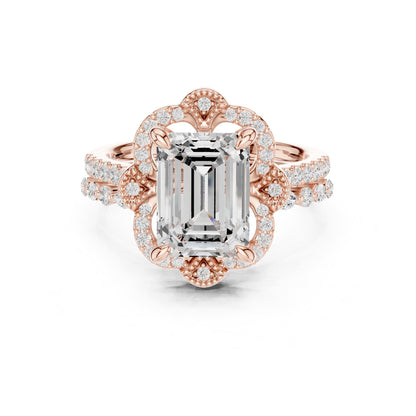 Emerald Halo Lab Grown Diamond Engagement Ring
