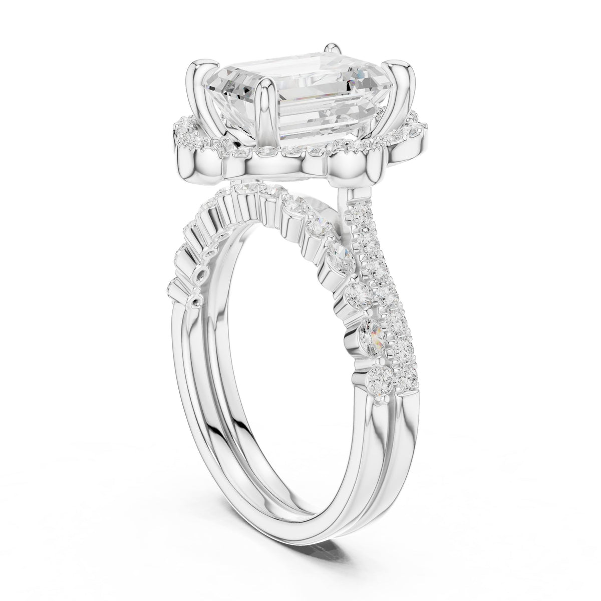 Emerald Halo Lab Grown Diamond Engagement Ring