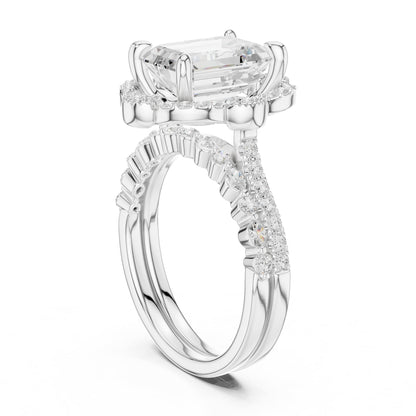 Emerald Halo Lab Grown Diamond Engagement Ring