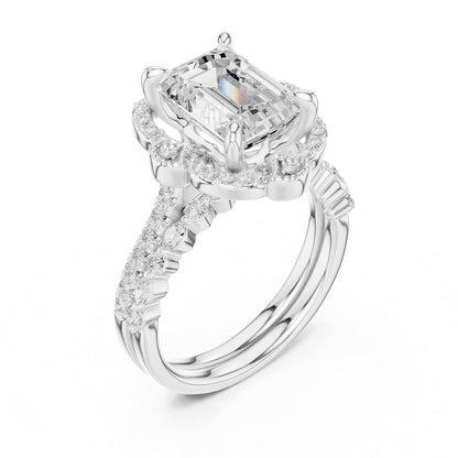 Emerald Halo Lab Grown Diamond Engagement Ring