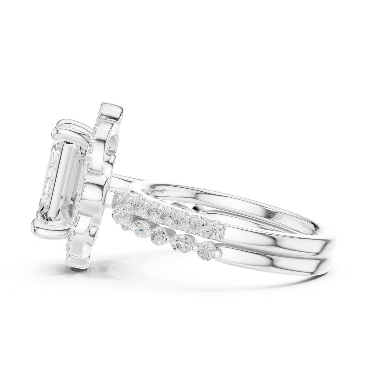 Emerald Halo Lab Grown Diamond Engagement Ring