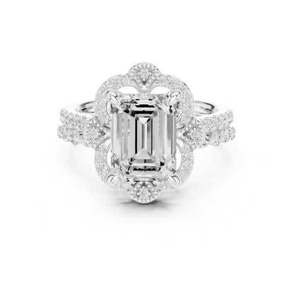 Emerald Halo Lab Grown Diamond Engagement Ring