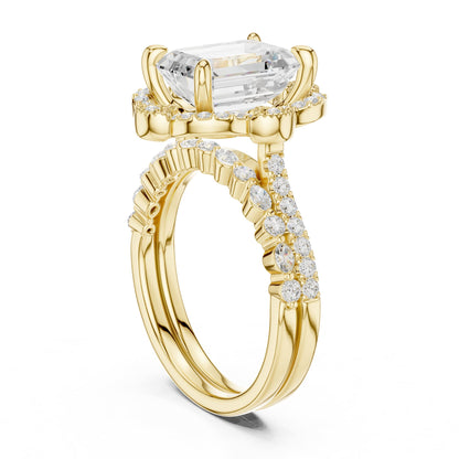 Emerald Halo Lab Grown Diamond Engagement Ring