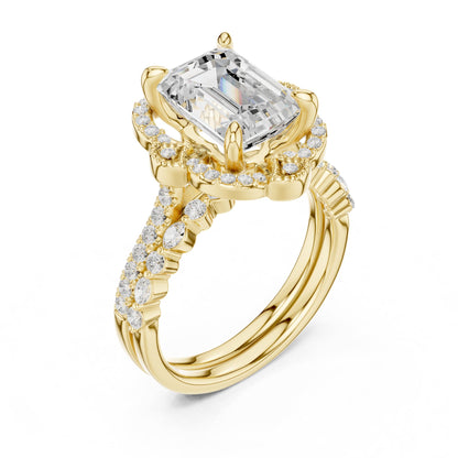 Emerald Halo Lab Grown Diamond Engagement Ring