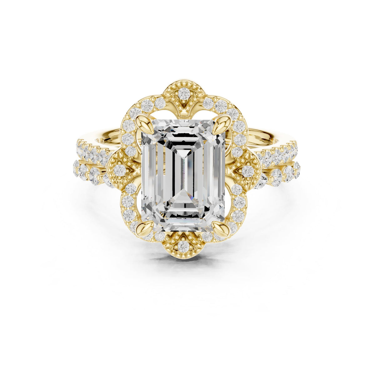 Emerald Halo Lab Grown Diamond Engagement Ring