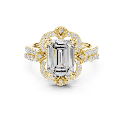 Emerald Halo Lab Grown Diamond Engagement Ring