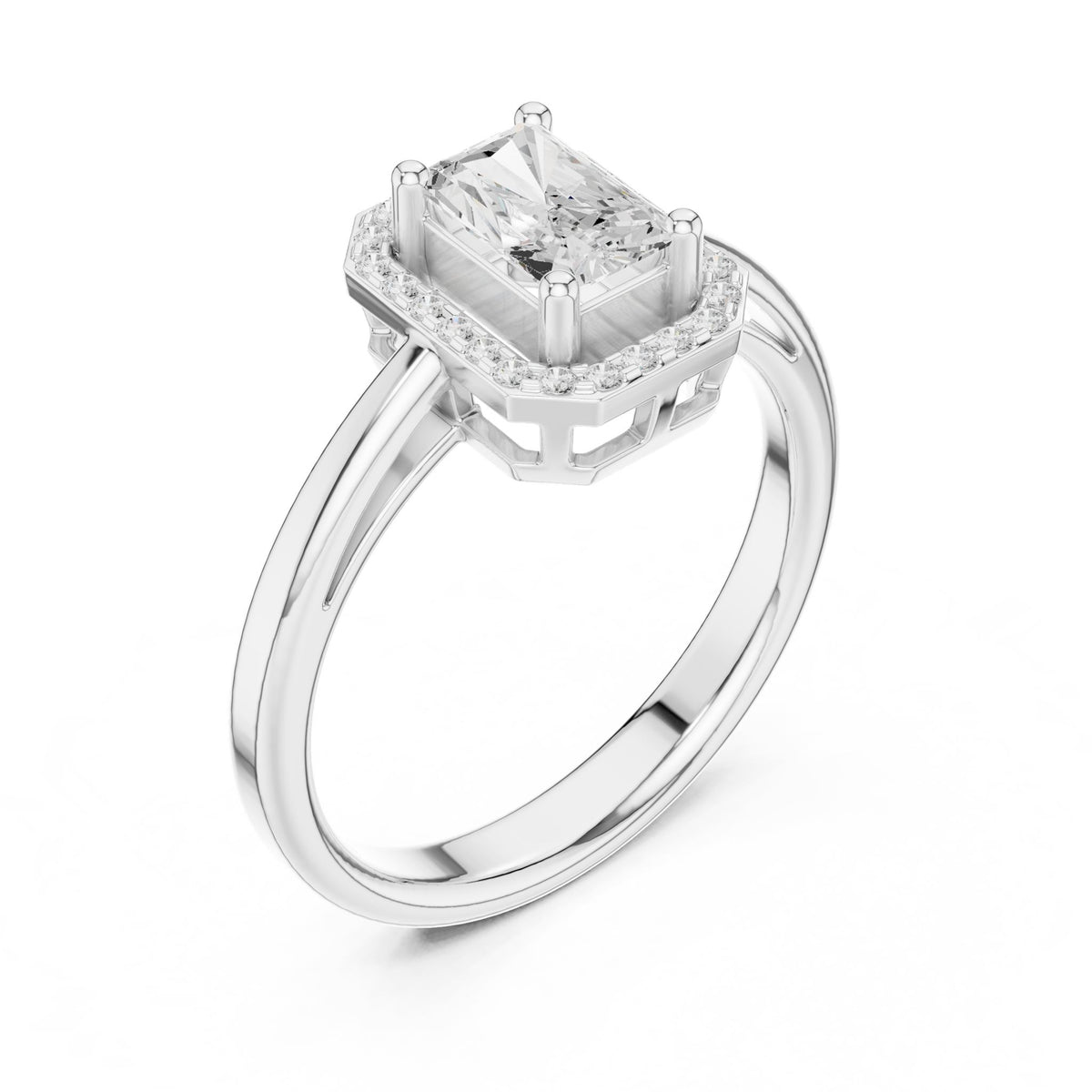 Emerald Halo Lab Grown Diamond Engagement Ring