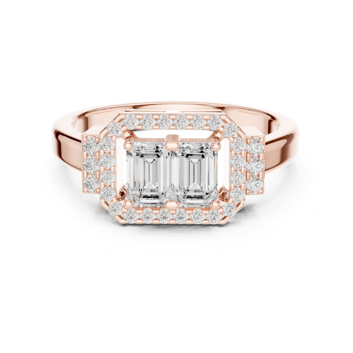 Emerald Halo Lab Grown Diamond Engagement Ring