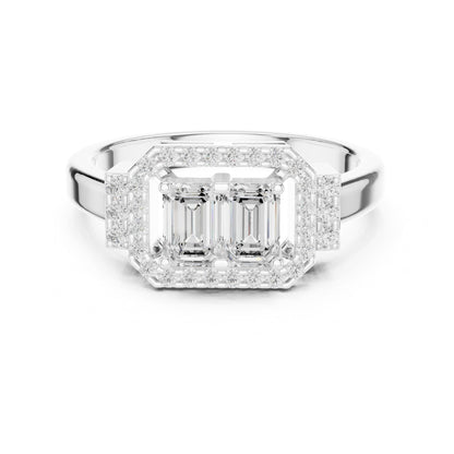 Emerald Halo Lab Grown Diamond Engagement Ring