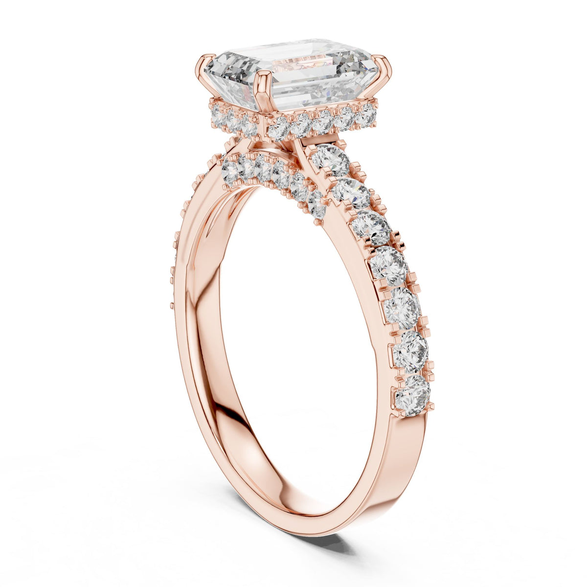 Emerald Halo Lab Grown Diamond Engagement Ring