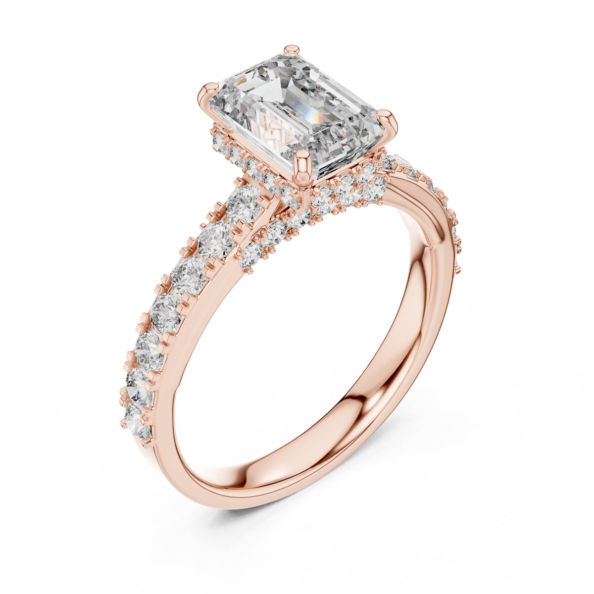 Emerald Halo Lab Grown Diamond Engagement Ring
