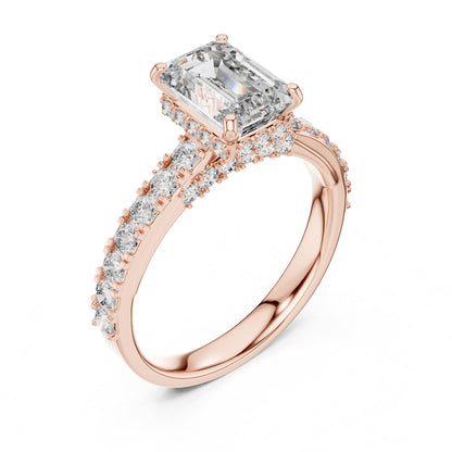 Emerald Halo Lab Grown Diamond Engagement Ring