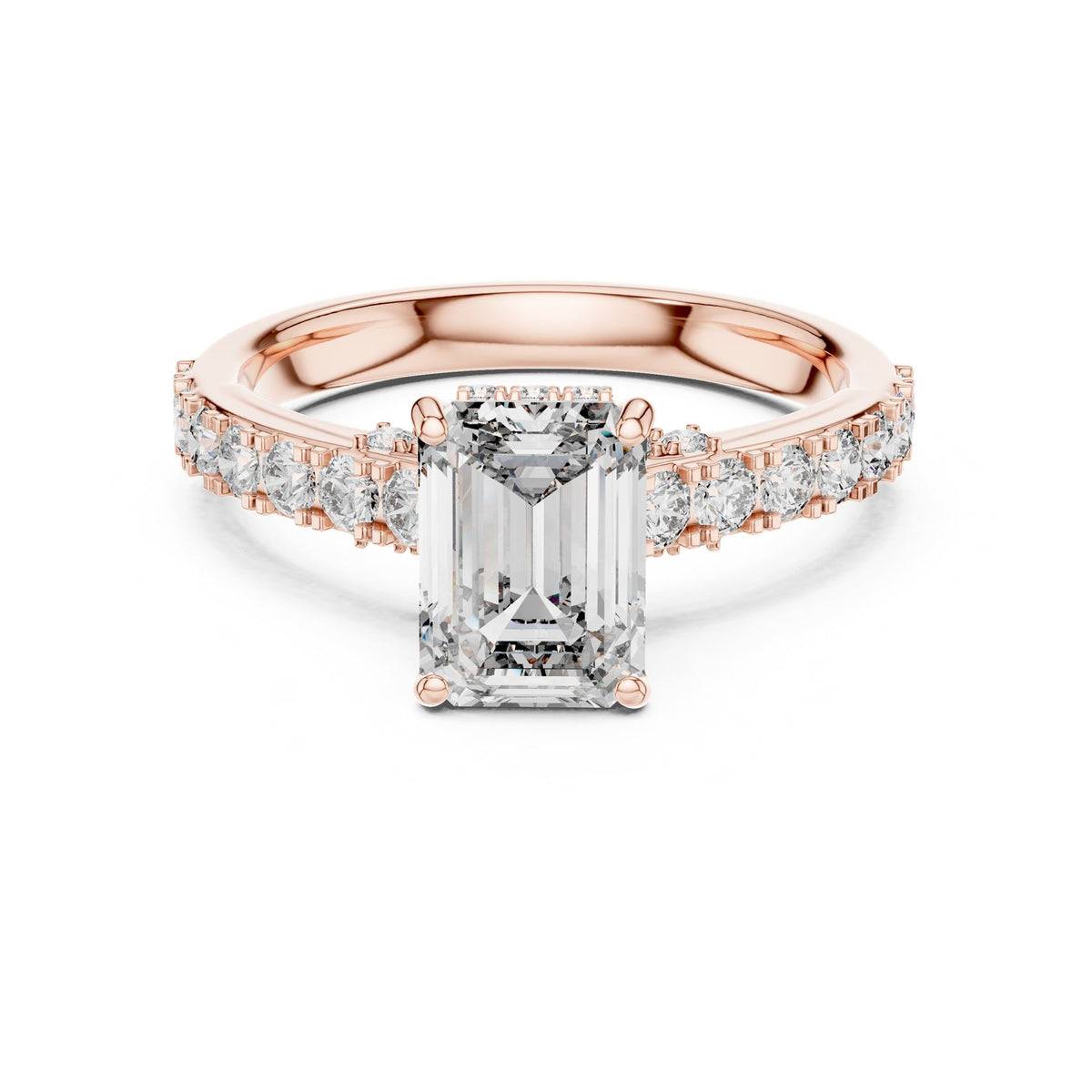 Emerald Halo Lab Grown Diamond Engagement Ring