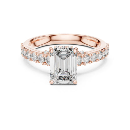 Emerald Halo Lab Grown Diamond Engagement Ring