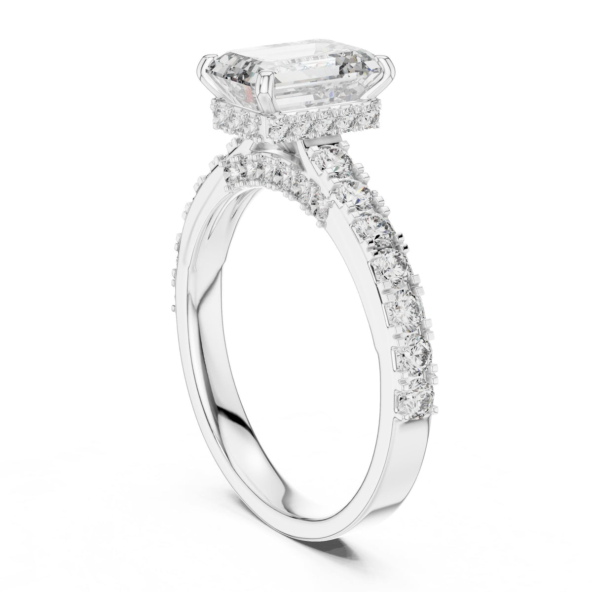 Emerald Halo Lab Grown Diamond Engagement Ring