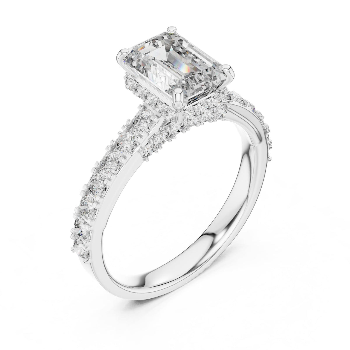 Emerald Halo Lab Grown Diamond Engagement Ring