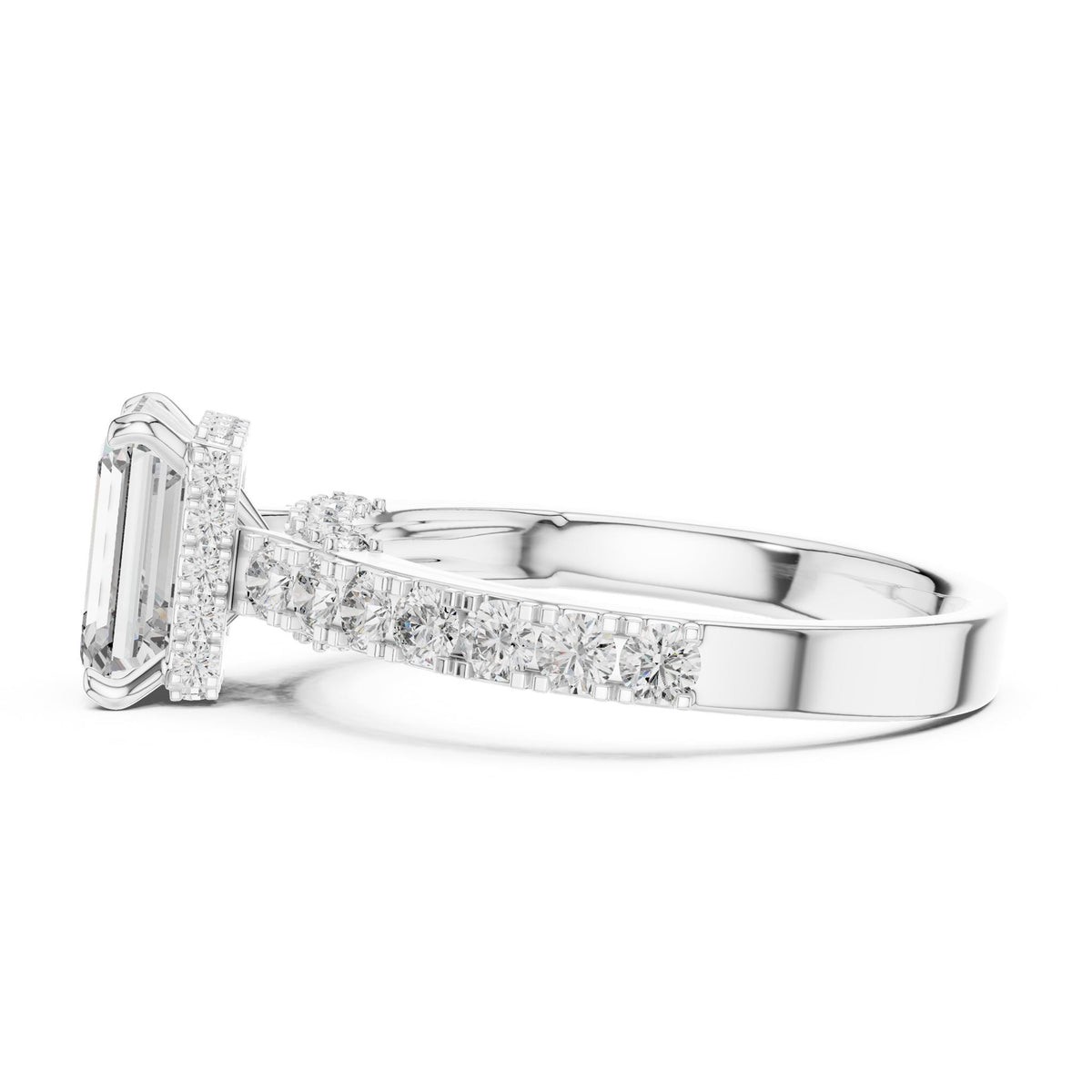 Emerald Halo Lab Grown Diamond Engagement Ring