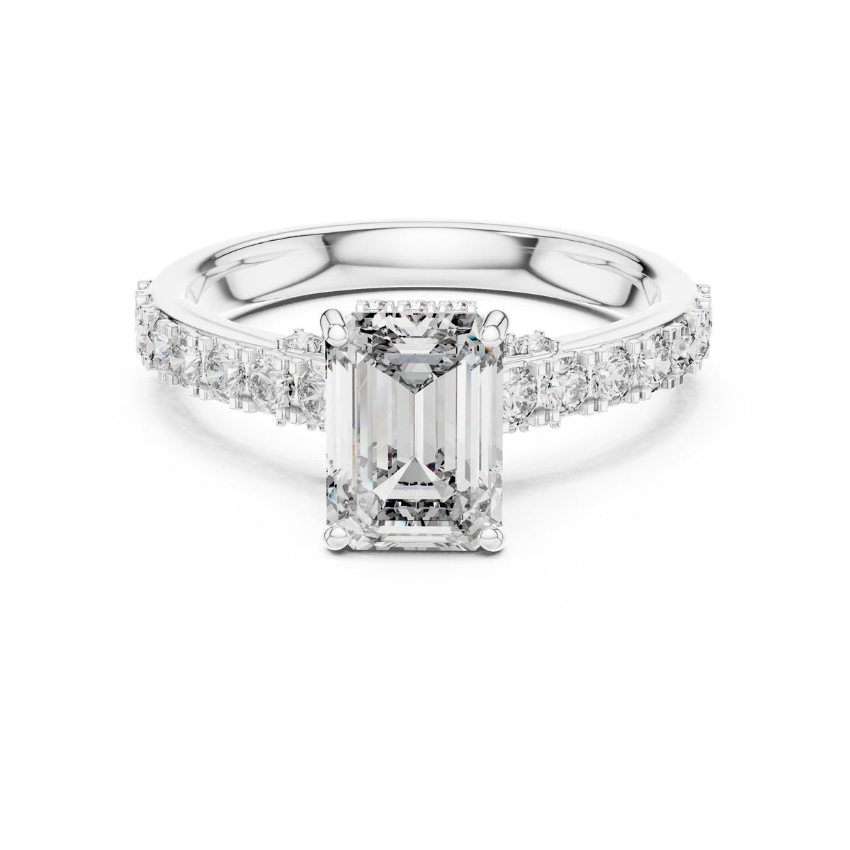 Emerald Halo Lab Grown Diamond Engagement Ring
