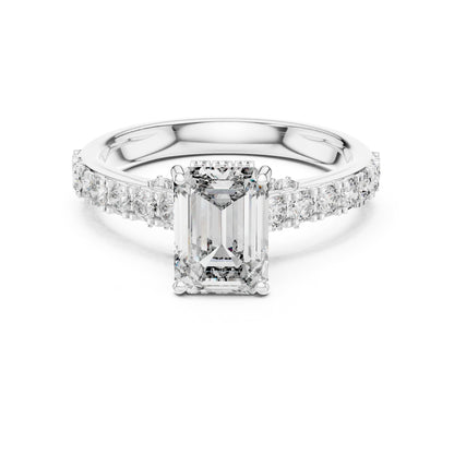 Emerald Halo Lab Grown Diamond Engagement Ring