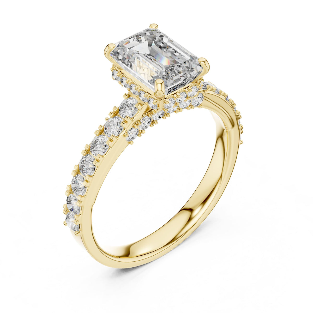 Emerald Halo Lab Grown Diamond Engagement Ring