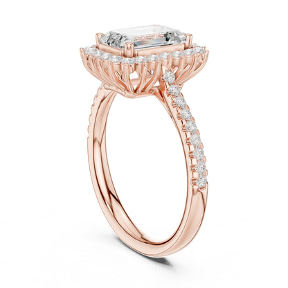 Emerald Halo Lab Grown Diamond Engagement Ring