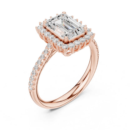 Emerald Halo Lab Grown Diamond Engagement Ring