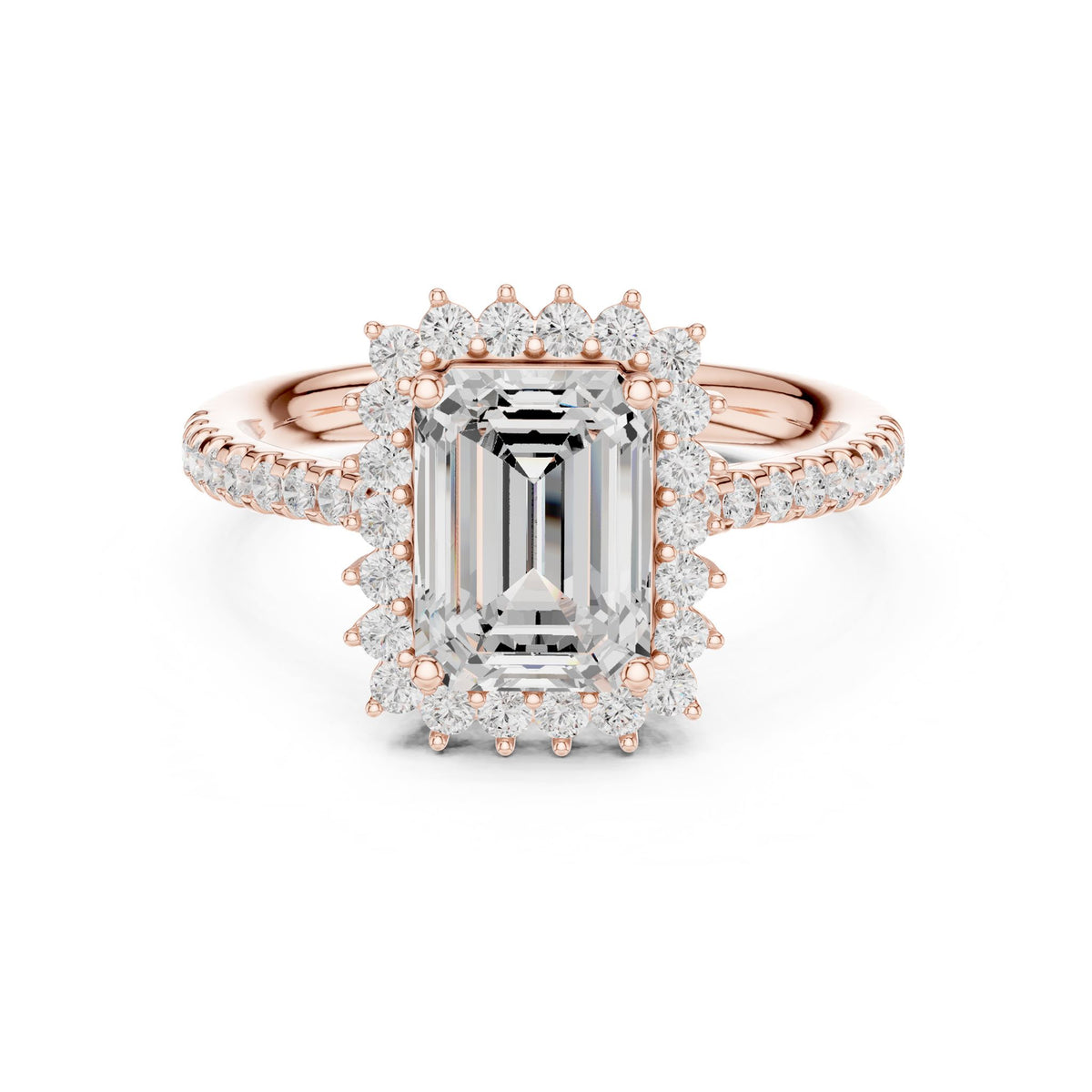 Emerald Halo Lab Grown Diamond Engagement Ring