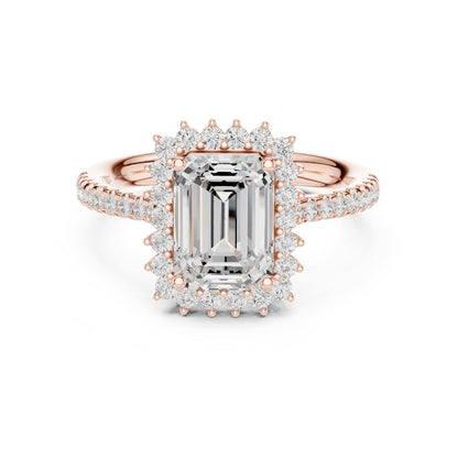 Emerald Halo Lab Grown Diamond Engagement Ring