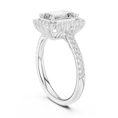 Emerald Halo Lab Grown Diamond Engagement Ring
