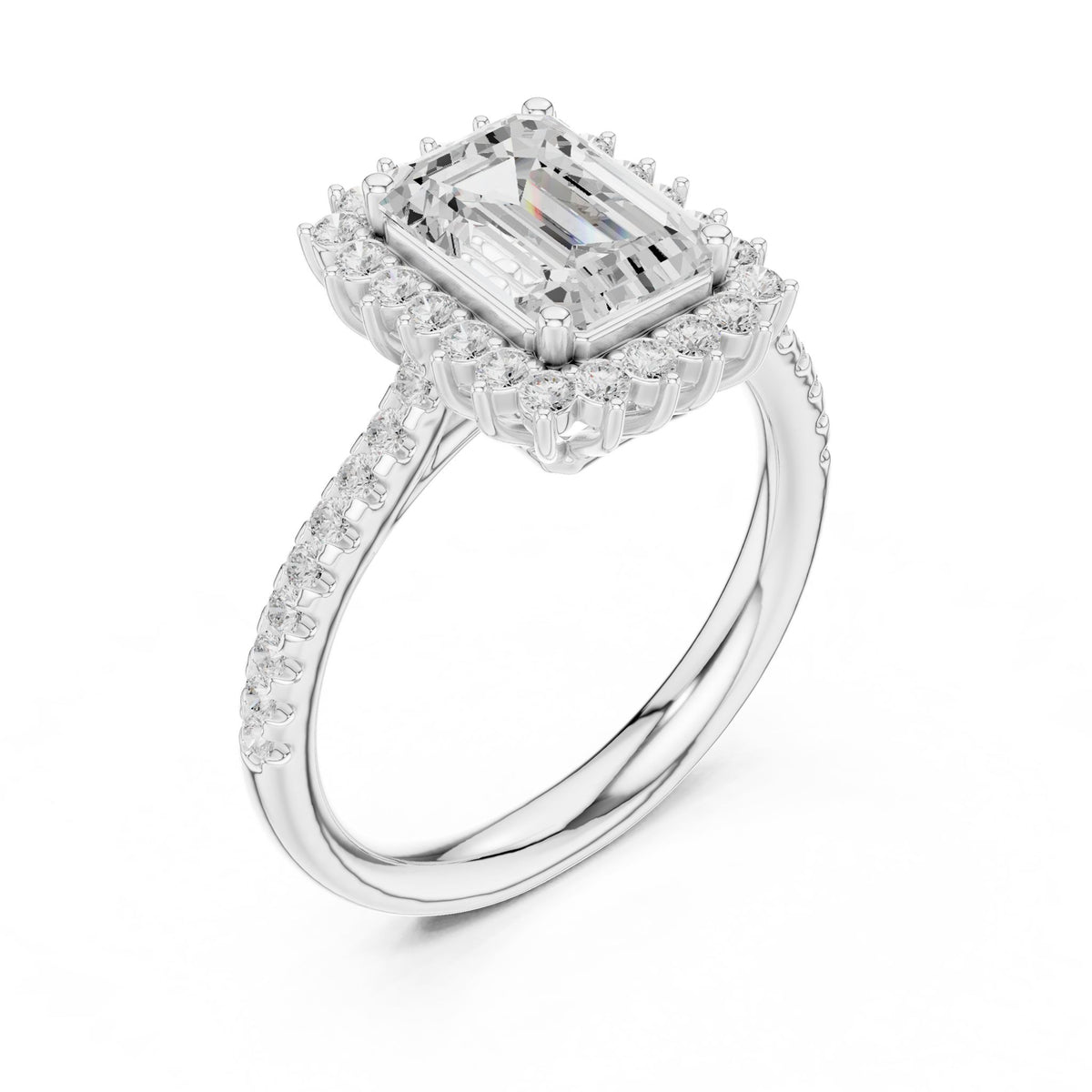 Emerald Halo Lab Grown Diamond Engagement Ring