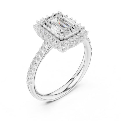 Emerald Halo Lab Grown Diamond Engagement Ring
