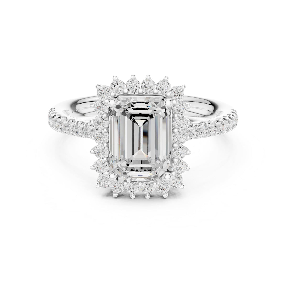 Emerald Halo Lab Grown Diamond Engagement Ring