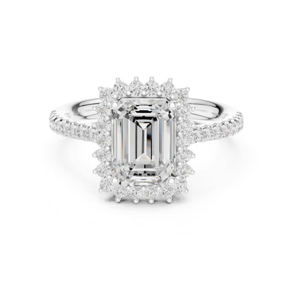 Emerald Halo Lab Grown Diamond Engagement Ring