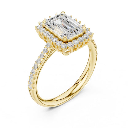 Emerald Halo Lab Grown Diamond Engagement Ring
