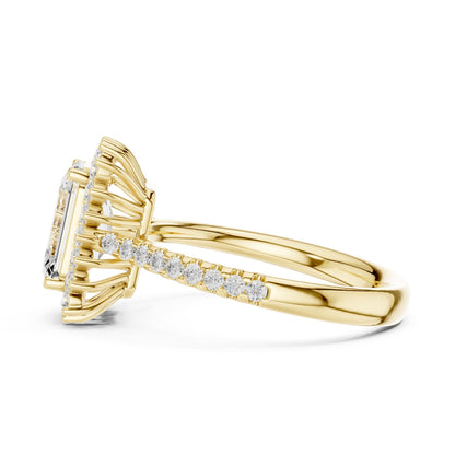 Emerald Halo Lab Grown Diamond Engagement Ring