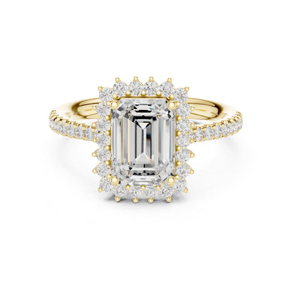 Emerald Halo Lab Grown Diamond Engagement Ring