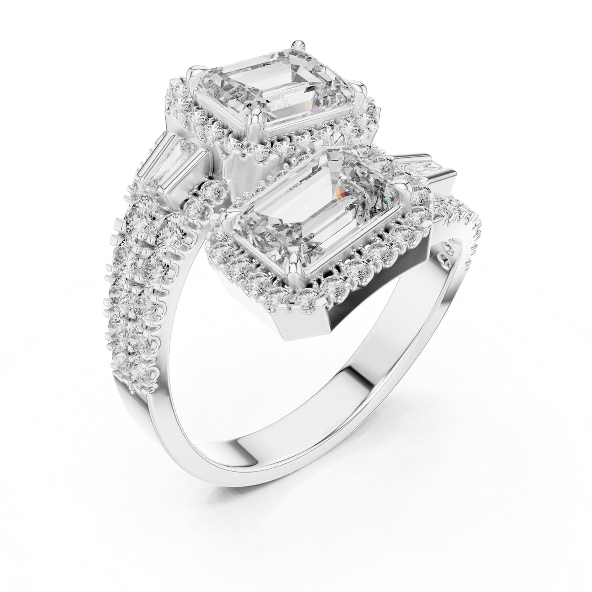 Emerald Halo Lab Grown Diamond Engagement Ring