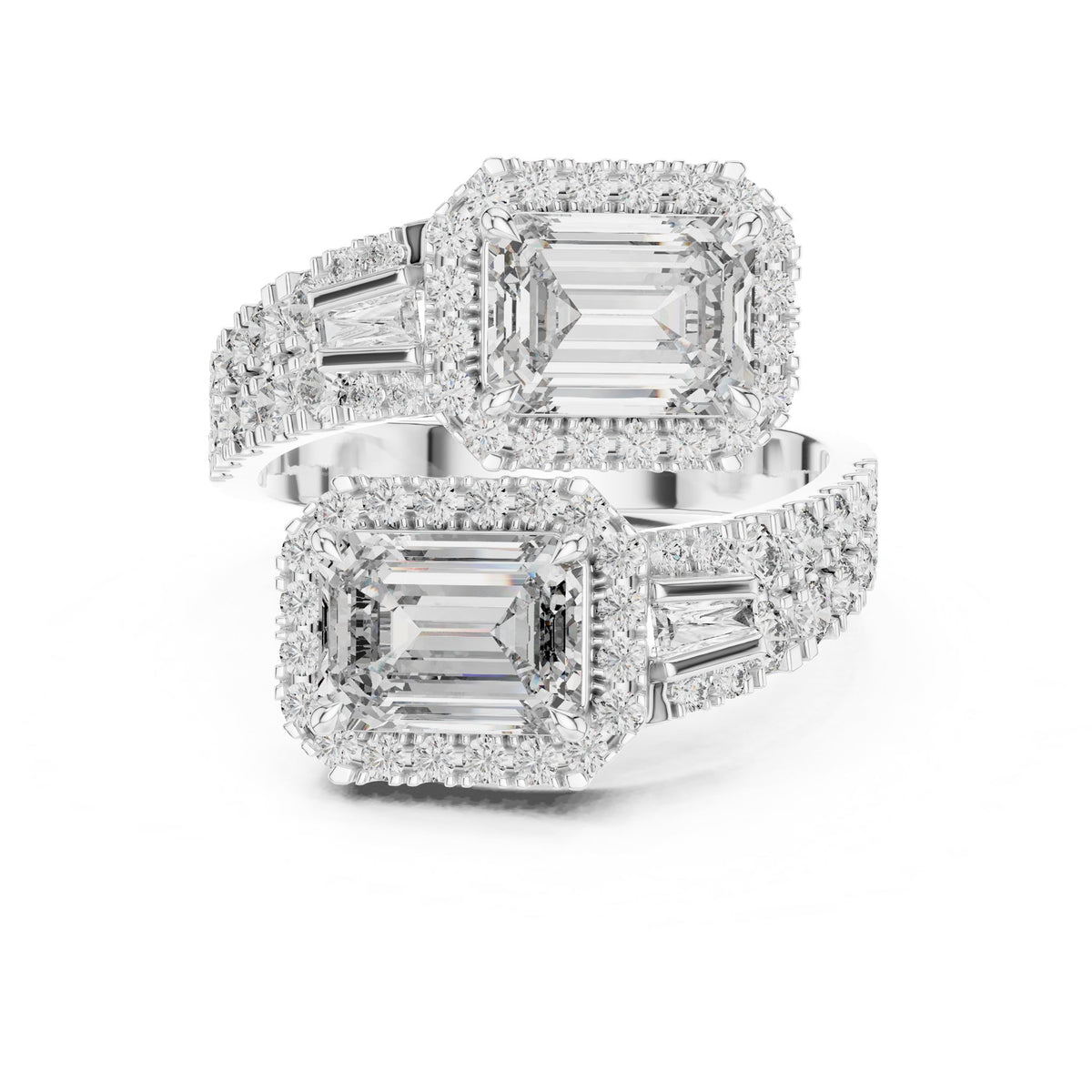 Emerald Halo Lab Grown Diamond Engagement Ring