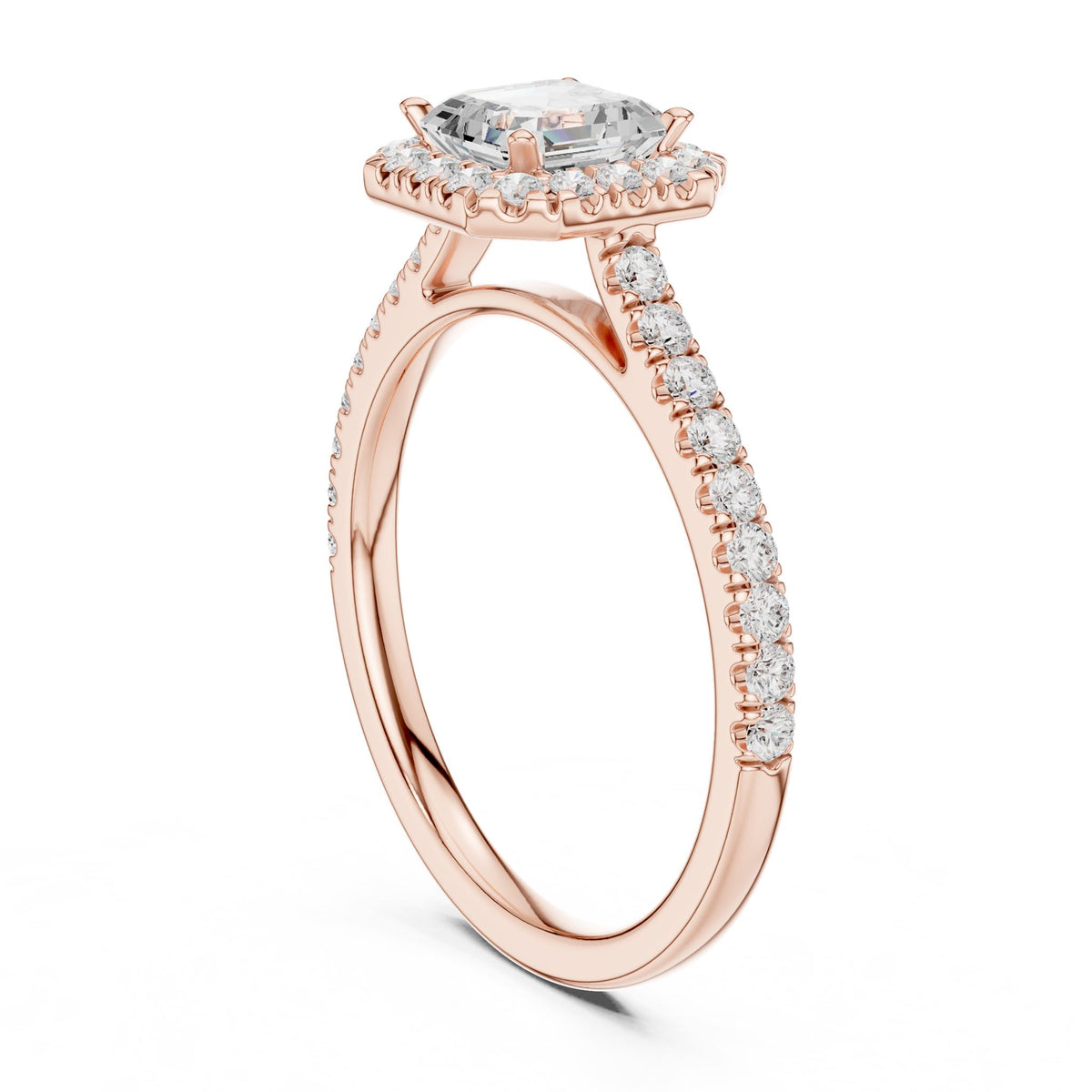 Emerald Halo Lab Grown Diamond Engagement Ring